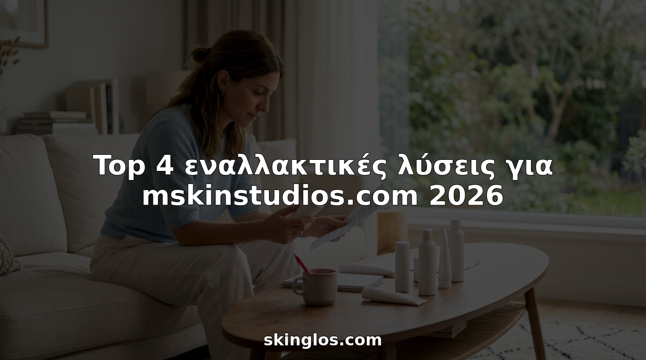 Μια αισθητικός κάθεται σε ένα καφέ και μελετά προσεκτικά διάφορα προϊόντα περιποίησης προσώπου, συγκρίνοντάς τα μεταξύ τους για να βρει ποιο είναι το καλύτερο.